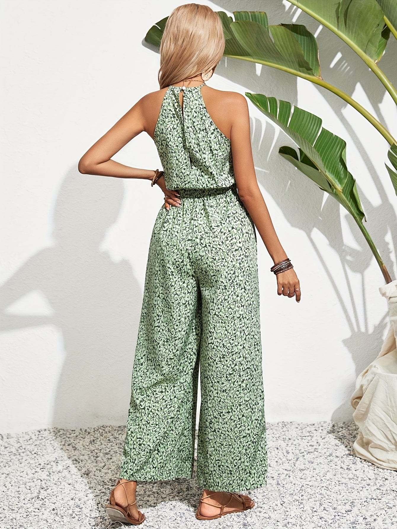 Women's Floral Print Summer Maxi Jumpsuit Halter Neck The Nichole Collection