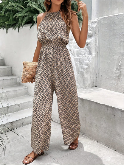 Women's Floral Print Summer Maxi Jumpsuit Halter Neck The Nichole Collection