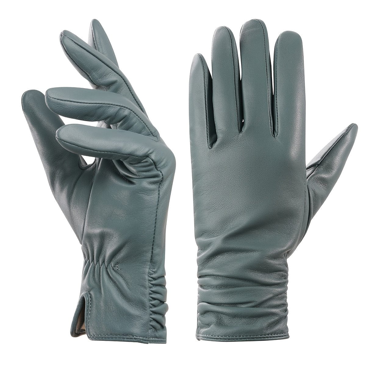 Women’s Genuine Sheepskin Winter Gloves – Windproof Thermal Touchscreen Gloves with Plush Full-Finger Coverage Lake Blue / S The Nichole Collection