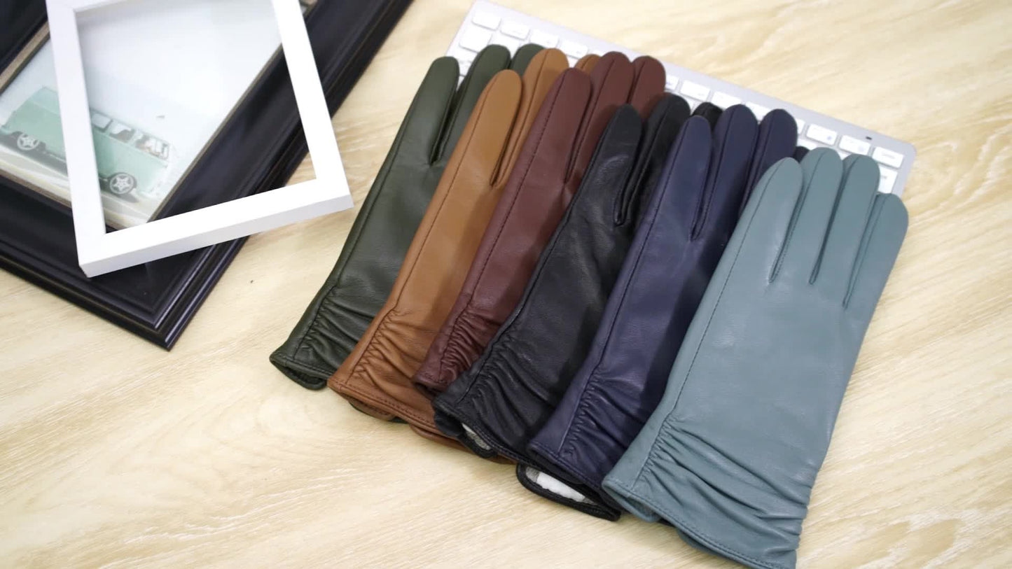 Women’s Genuine Sheepskin Winter Gloves – Windproof Thermal Touchscreen Gloves with Plush Full-Finger Coverage The Nichole Collection