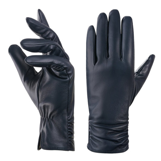 Sheepskin Touchscreen Gloves - Dark Blue / S