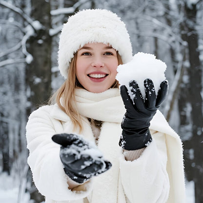 Women’s Genuine Sheepskin Winter Gloves – Windproof Thermal Touchscreen Gloves with Plush Full-Finger Coverage The Nichole Collection