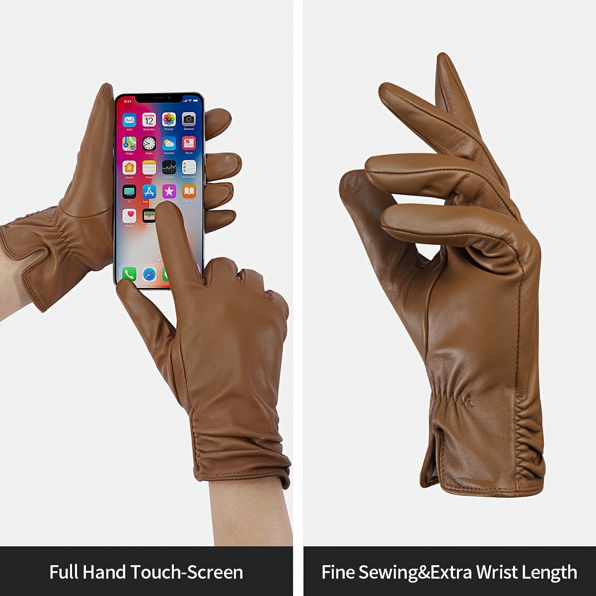 Women’s Genuine Sheepskin Winter Gloves – Windproof Thermal Touchscreen Gloves with Plush Full-Finger Coverage The Nichole Collection