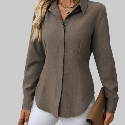 Women's H-Fit Single-Breasted Long Sleeve Shirt Shirts & Tops Linen / M The Nichole Collection