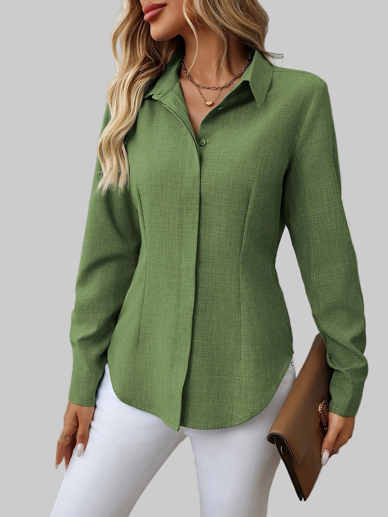 Women's H-Fit Single-Breasted Long Sleeve Shirt Shirts & Tops The Nichole Collection