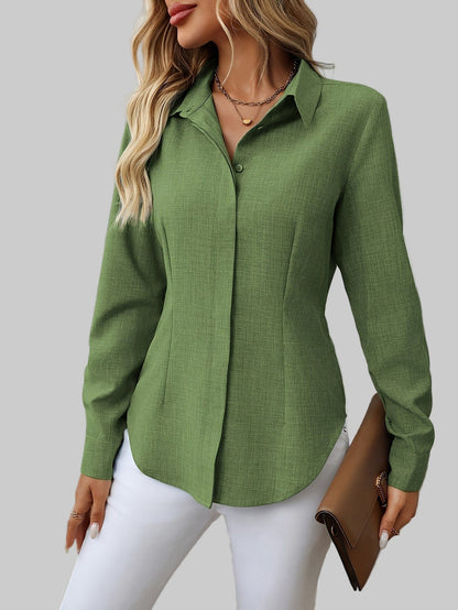 Women's H-Fit Single-Breasted Long Sleeve Shirt Shirts & Tops The Nichole Collection