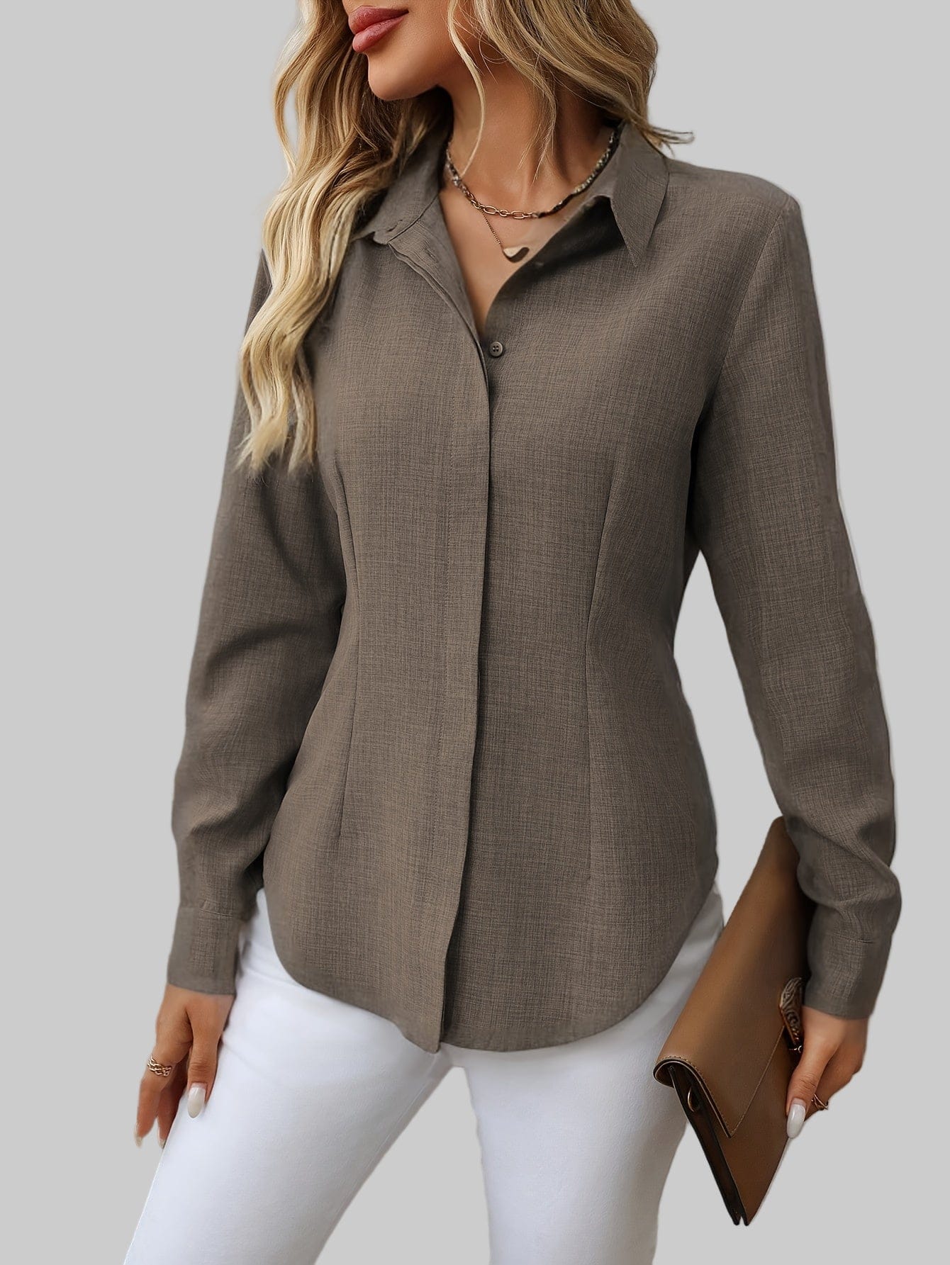 Women's H-Fit Single-Breasted Long Sleeve Shirt Shirts & Tops The Nichole Collection