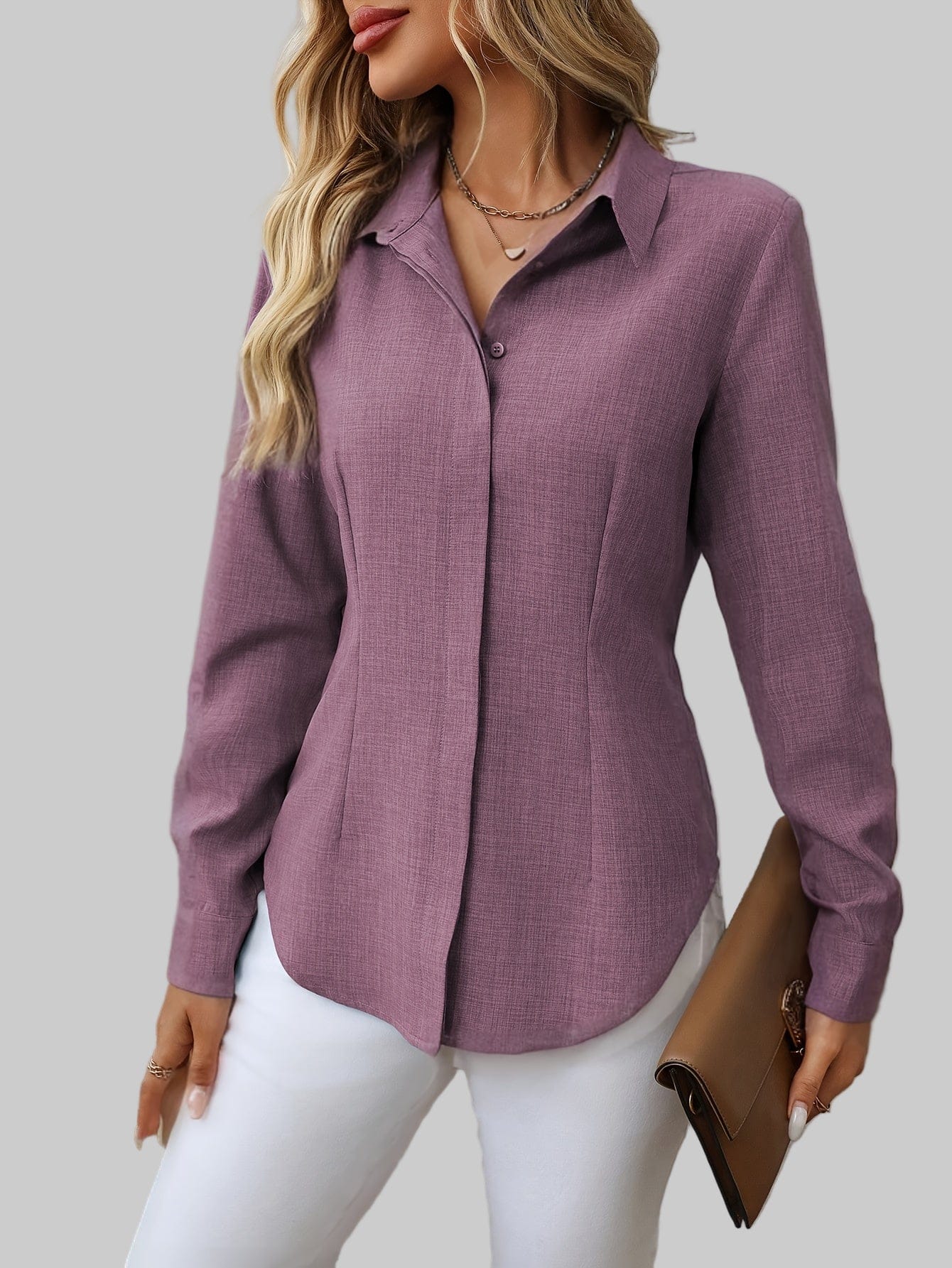 Women's H-Fit Single-Breasted Long Sleeve Shirt Shirts & Tops The Nichole Collection