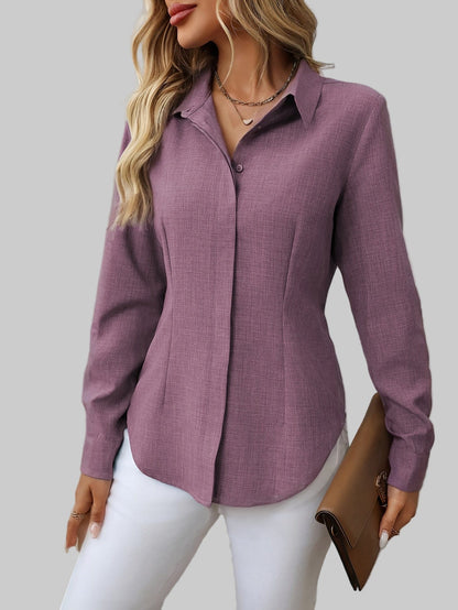 Women's H-Fit Single-Breasted Long Sleeve Shirt Shirts & Tops The Nichole Collection