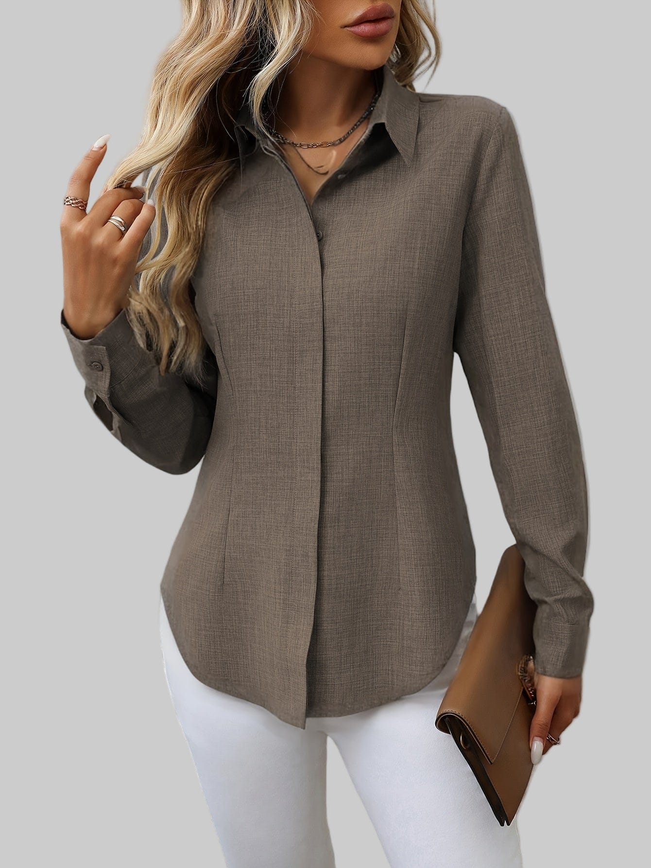 Women's H-Fit Single-Breasted Long Sleeve Shirt Shirts & Tops The Nichole Collection