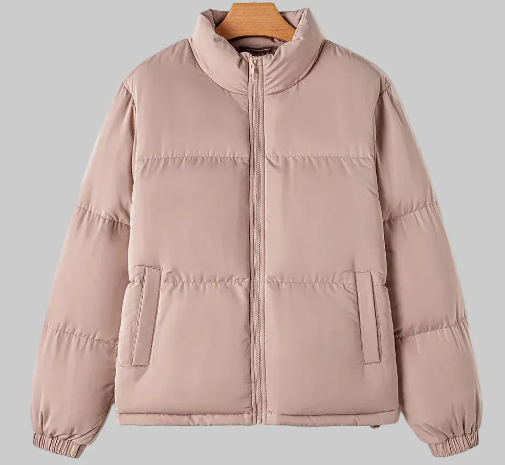 Women’s High Collar Zip-Up Long Sleeve Puff Winter Coat – Sleek Outerwear Coats The Nichole Collection