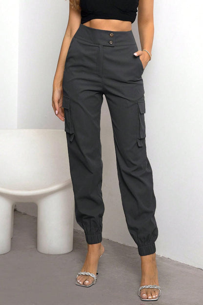 Women’s High-Waist Cargo Pants – Modern Utility Chic Dress Pants Charcoal / XS The Nichole Collection