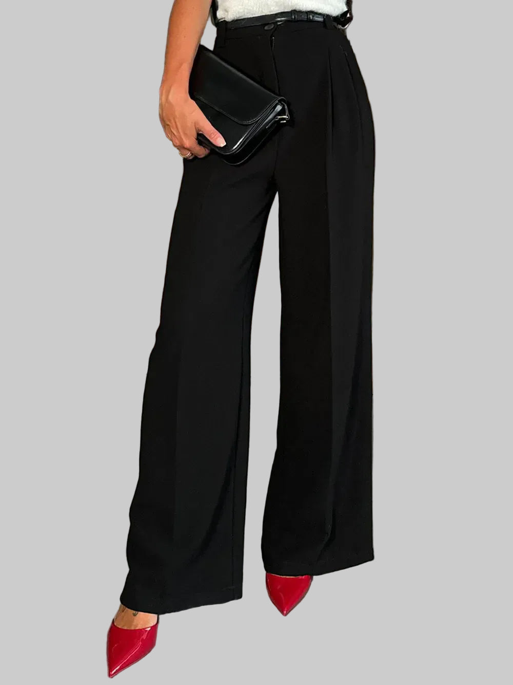 Women’s High-Waist Tailored Wide-Leg Pants – Desk-to-Dinner Elegance Dress Pants Black / S The Nichole Collection