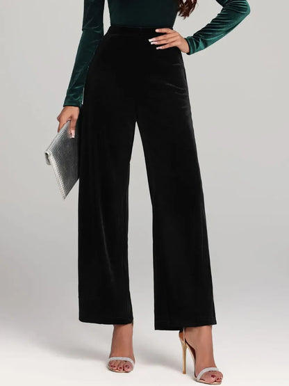 Women’s High-Waist Wide-Leg Pants – Timeless Elegance for Any Occasion Dress Pants Black / S The Nichole Collection