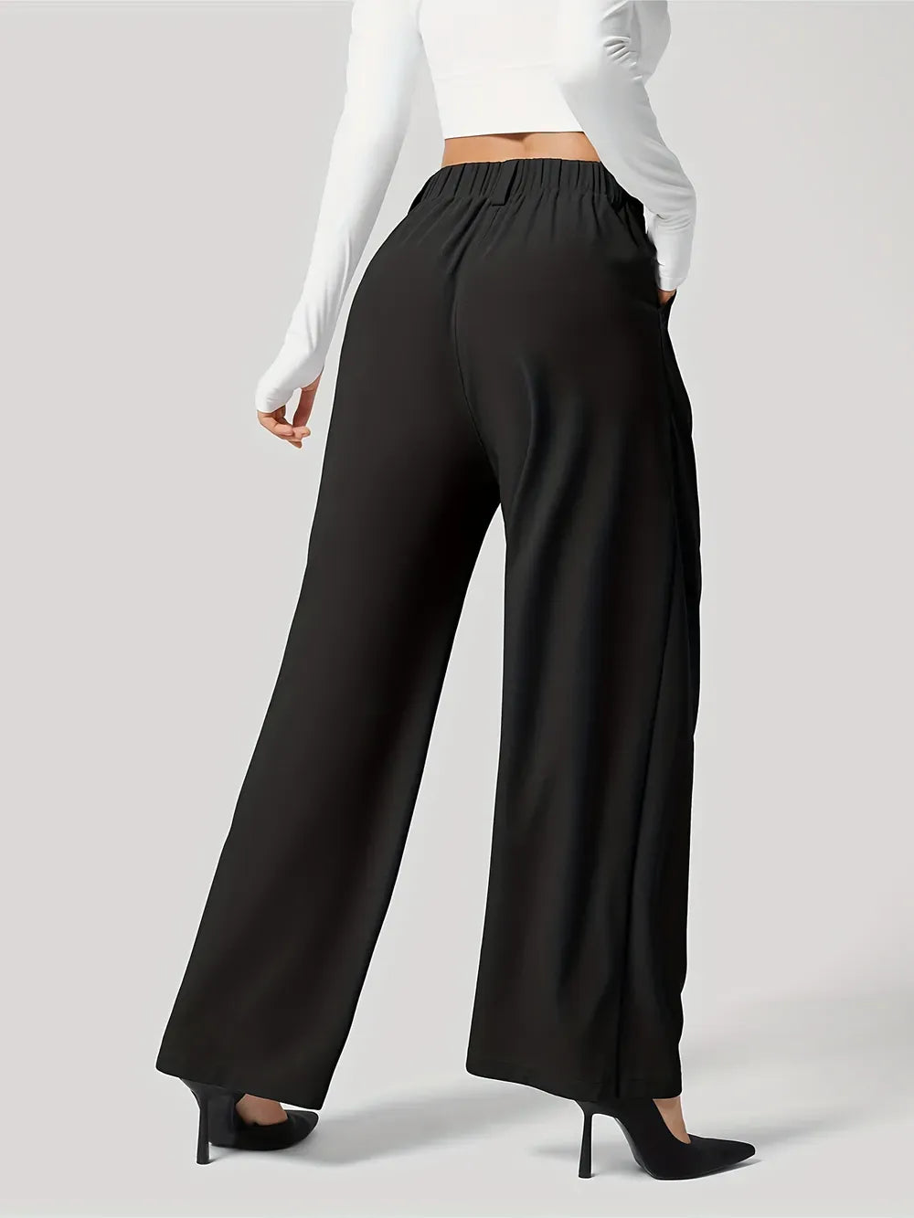 Women’s High-Waist Wide-Leg Pants with Pockets – Effortless Modern Elegance Dress Pants The Nichole Collection