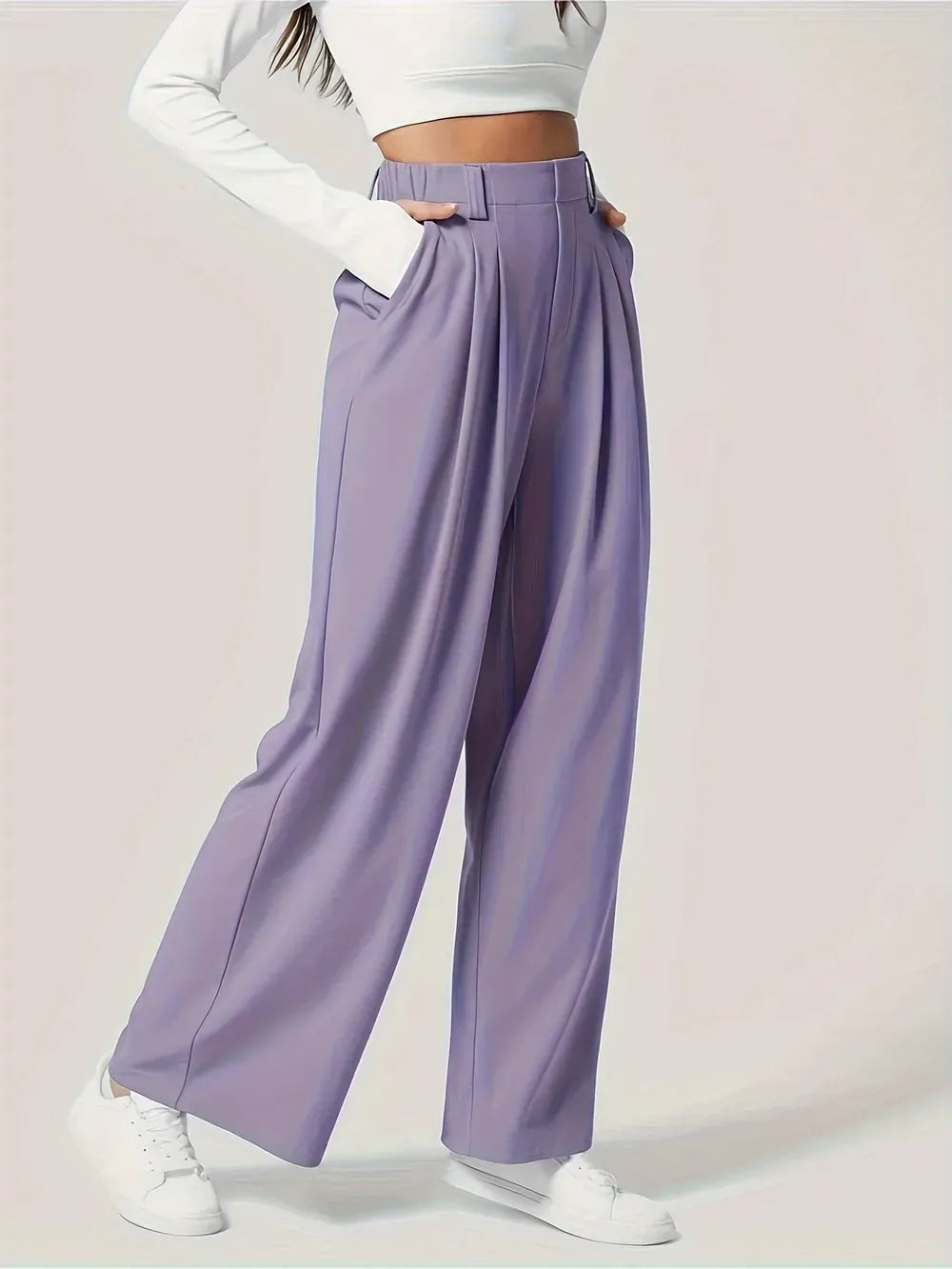 Women’s High-Waist Wide-Leg Pants with Pockets – Effortless Modern Elegance Dress Pants The Nichole Collection