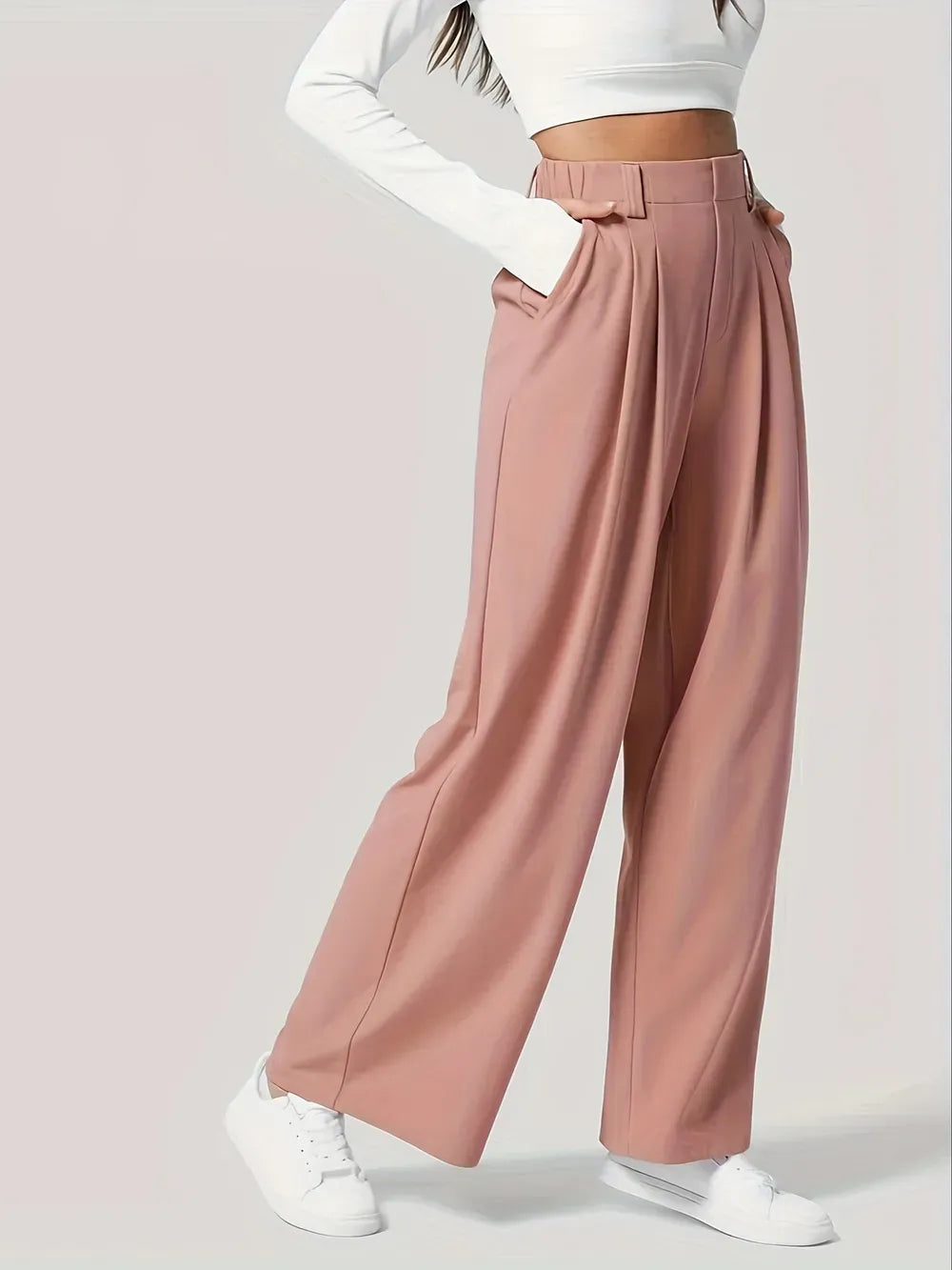 Women’s High-Waist Wide-Leg Pants with Pockets – Effortless Modern Elegance Dress Pants The Nichole Collection