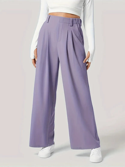 Women’s High-Waist Wide-Leg Pants with Pockets – Effortless Modern Elegance Dress Pants Lilac / XS The Nichole Collection