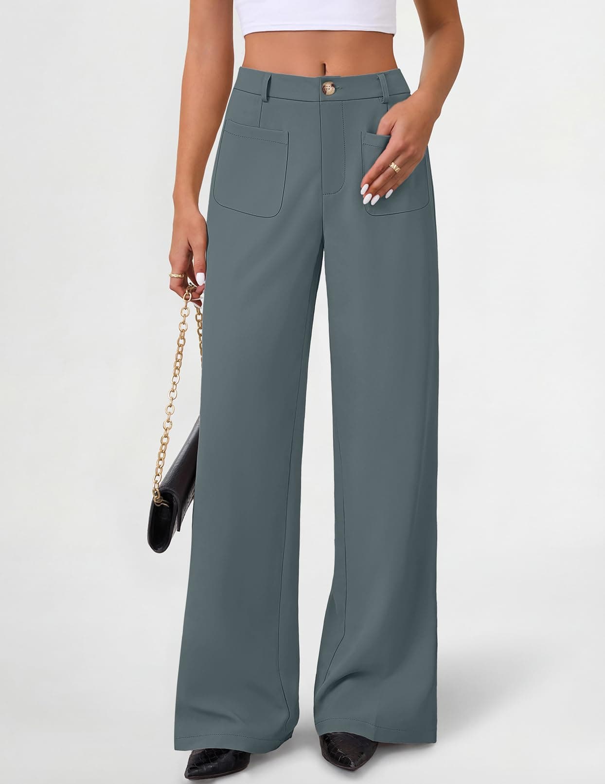 Women's High Waisted Business Casual Palazzo Pants With Pockets The Nichole Collection