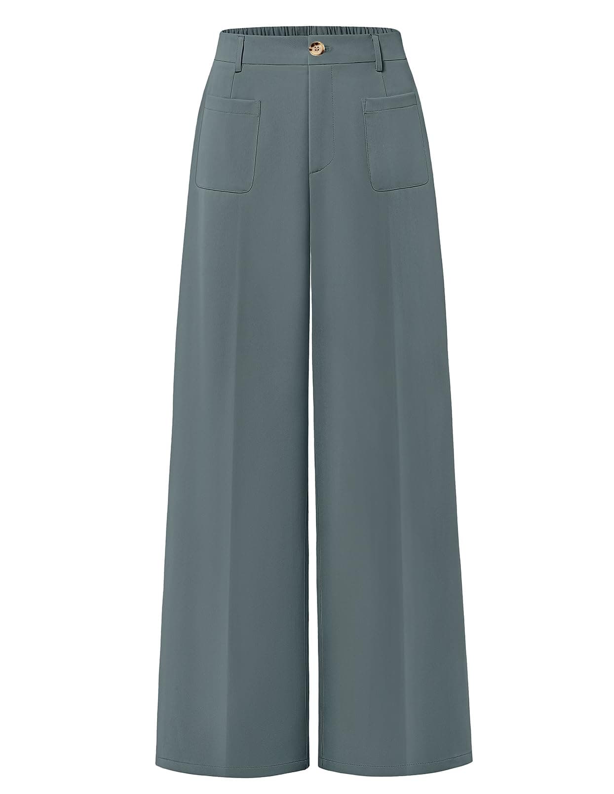 Women's High Waisted Business Casual Palazzo Pants With Pockets Small / Darkgrey The Nichole Collection