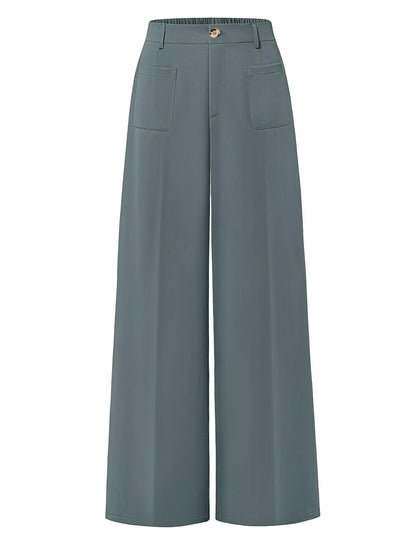 Women's High Waisted Business Casual Palazzo Pants With Pockets Small / Darkgrey The Nichole Collection