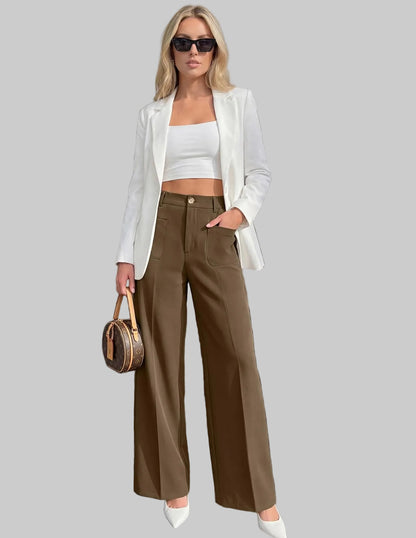 Women's High Waisted Business Casual Palazzo Pants With Pockets The Nichole Collection
