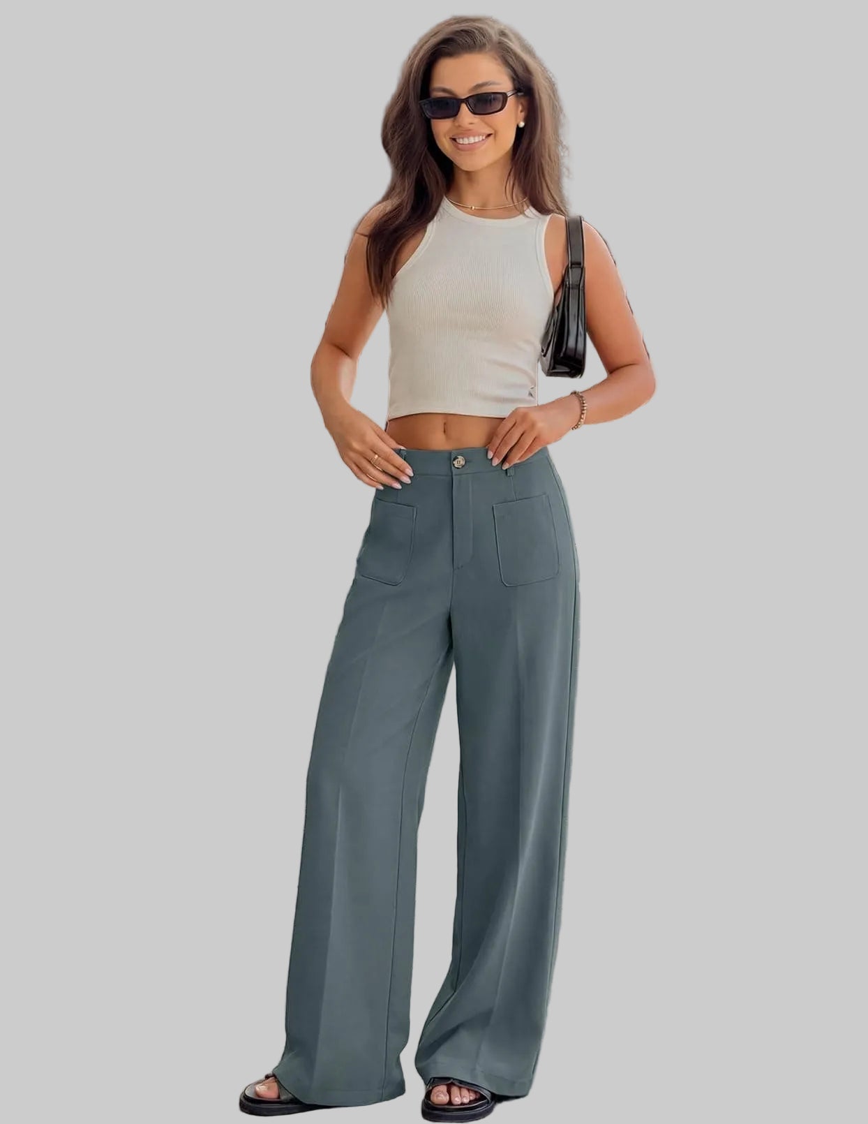 Women's High Waisted Business Casual Palazzo Pants With Pockets The Nichole Collection