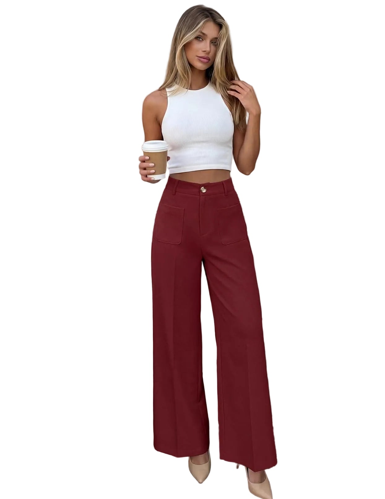 Women's High Waisted Business Casual Palazzo Pants With Pockets The Nichole Collection