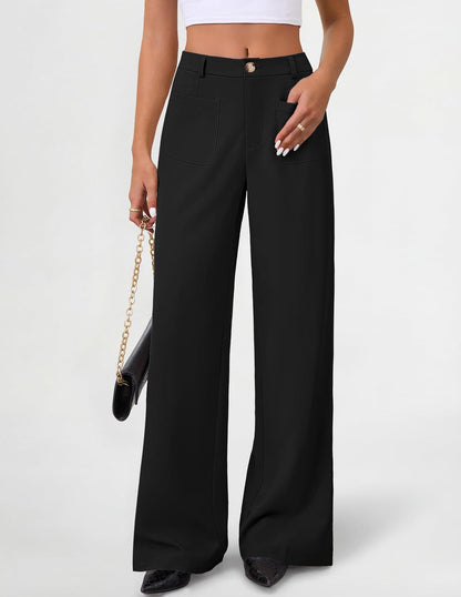 Women's High Waisted Business Casual Palazzo Pants With Pockets The Nichole Collection