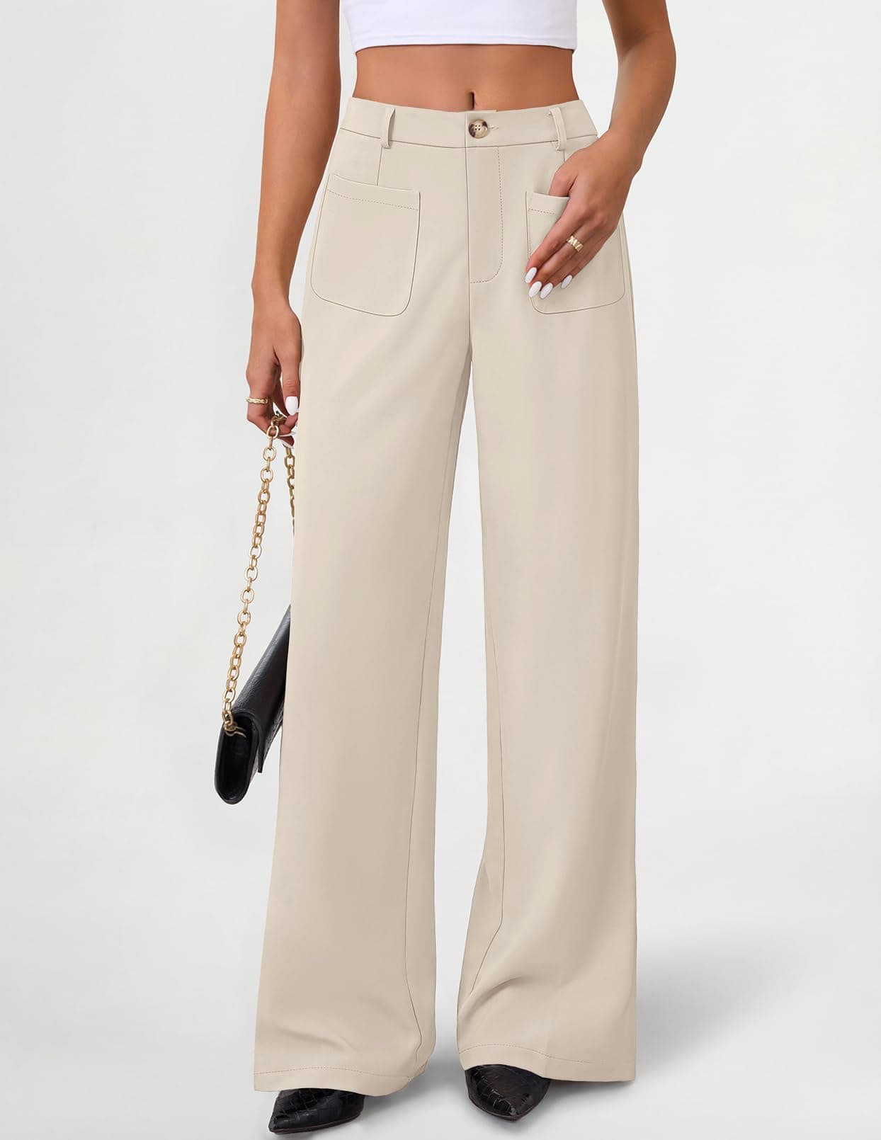 Women's High Waisted Business Casual Palazzo Pants With Pockets The Nichole Collection