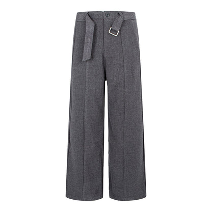 Women's High-Waisted Slimming Wide-Leg Straight-Cut Casual Trousers Dress Pants Gray / S The Nichole Collection