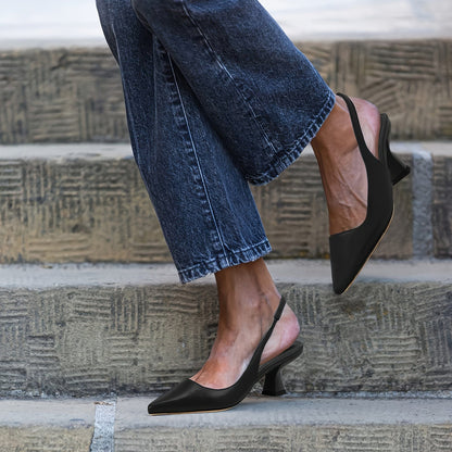 Women’s Kitten Heel Slingback Pumps – Pointed Toe Low Heel Dress Shoes Shoes The Nichole Collection