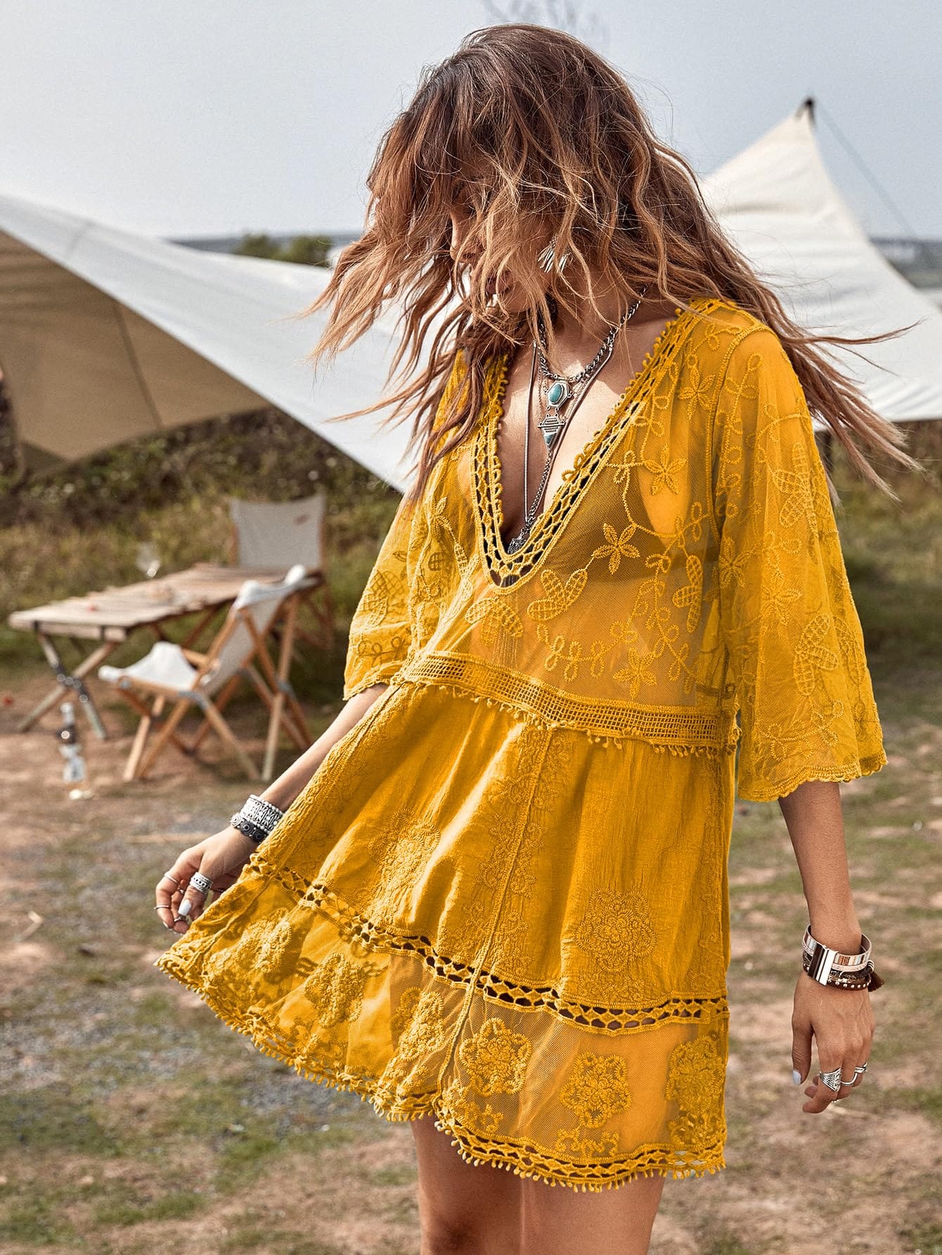 Women's Lace Bathing Suit Cover Up V-Neck The Nichole Collection