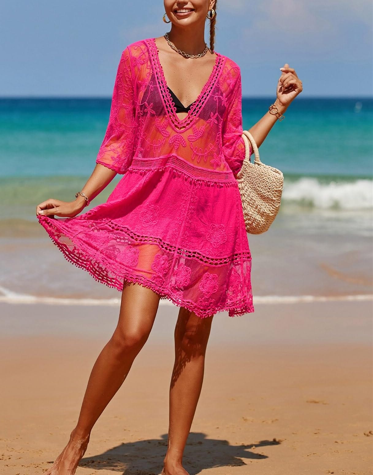 Women's Lace Bathing Suit Cover Up V-Neck The Nichole Collection