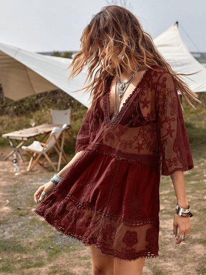 Women's Lace Bathing Suit Cover Up V-Neck The Nichole Collection