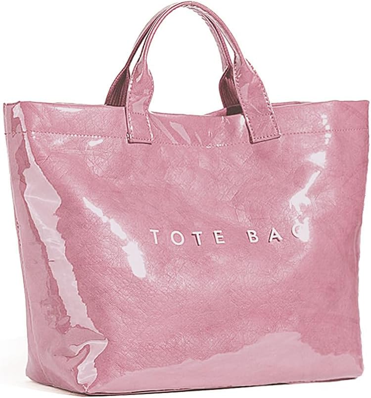 Women’s Large Letter Print Paper Tote Bag Totes Pink The Nichole Collection