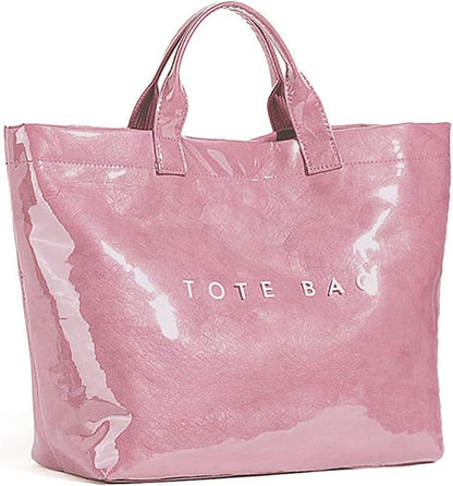 Women’s Large Letter Print Paper Tote Bag Totes Pink The Nichole Collection