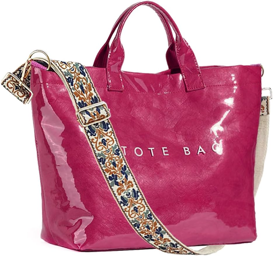 Women’s Large Letter Print Paper Tote Bag Totes Red 2 The Nichole Collection