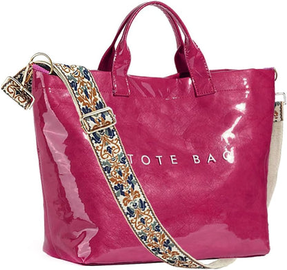 Women’s Large Letter Print Paper Tote Bag Totes Red 2 The Nichole Collection