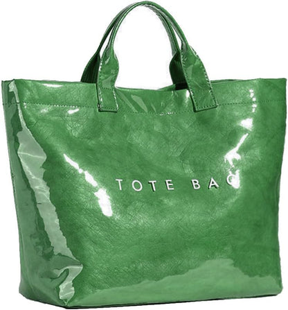 Women’s Large Letter Print Paper Tote Bag Totes Green The Nichole Collection