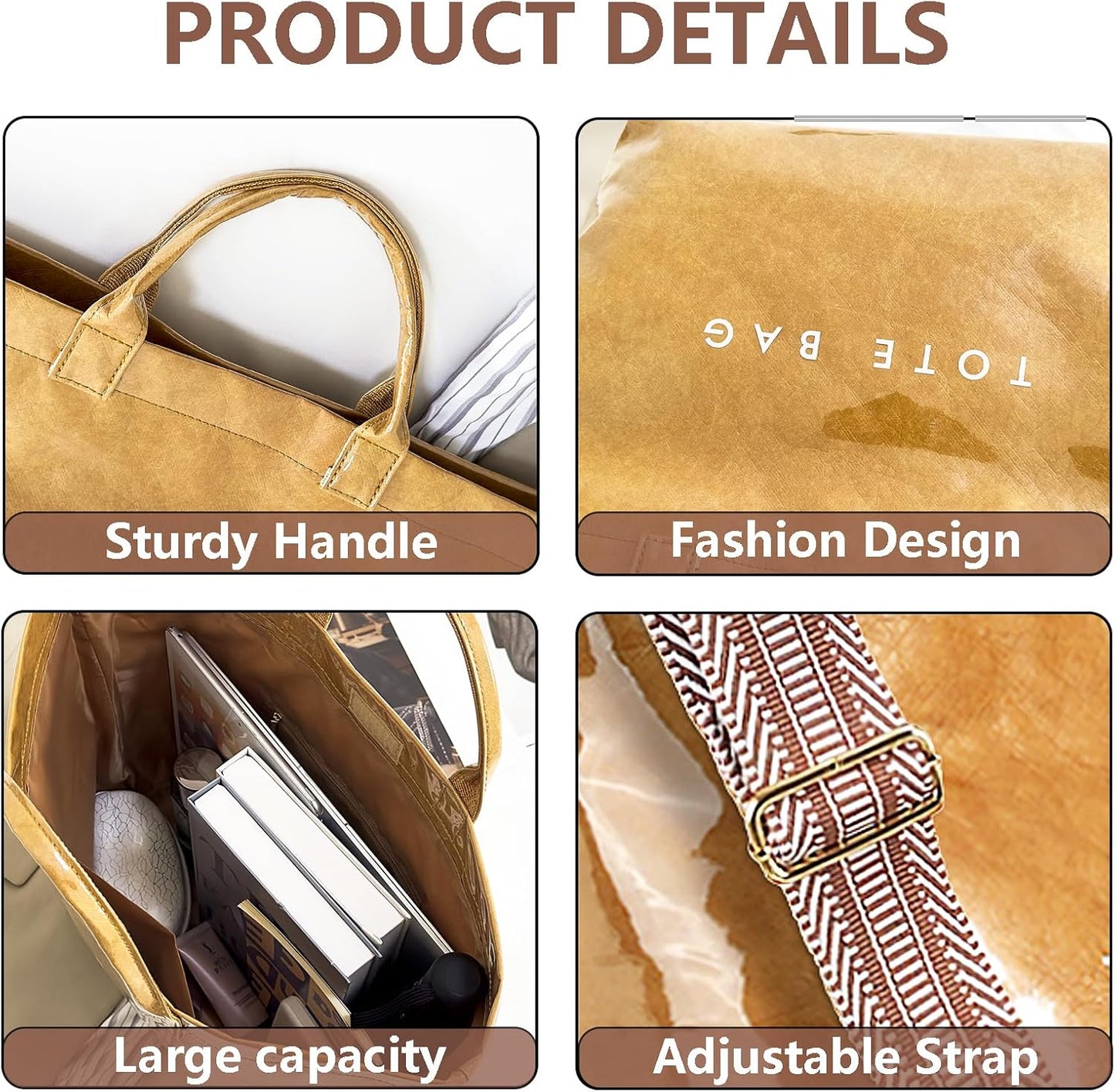 Women’s Large Letter Print Paper Tote Bag Totes The Nichole Collection