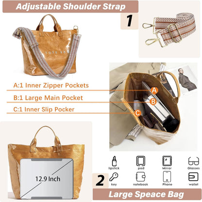 Women’s Large Letter Print Paper Tote Bag Totes The Nichole Collection