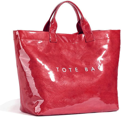 Women’s Large Letter Print Paper Tote Bag Totes Red The Nichole Collection
