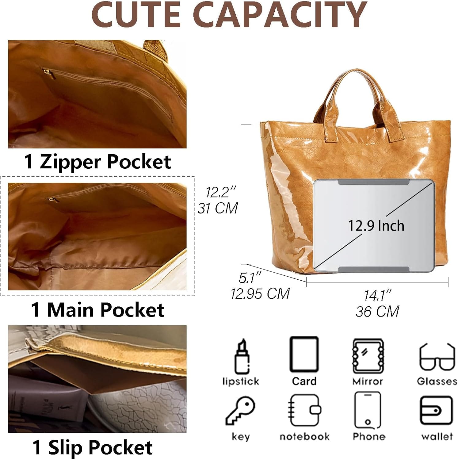 Women’s Large Letter Print Paper Tote Bag Totes The Nichole Collection