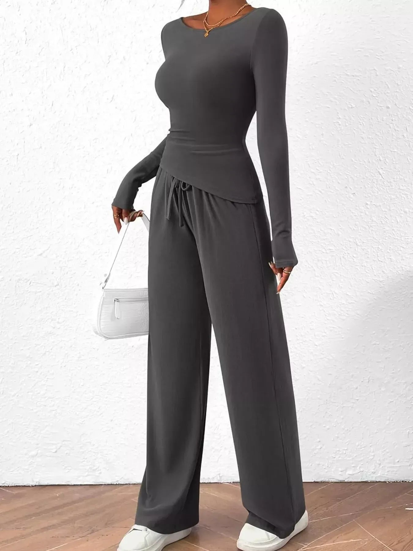 Women’s Long Sleeve Top & Wide Leg Pants Set Women's Sets The Nichole Collection