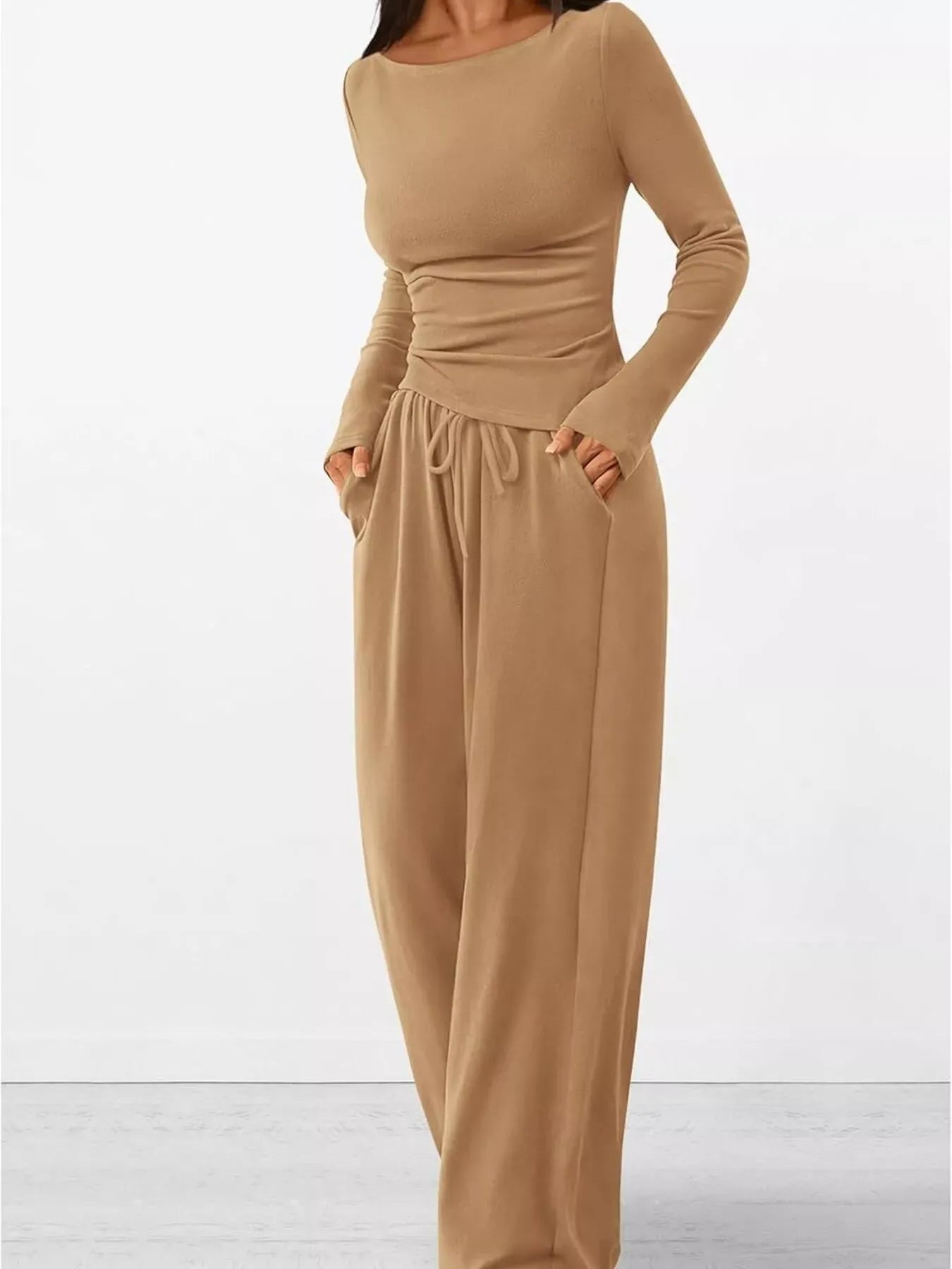Women’s Long Sleeve Top & Wide Leg Pants Set Women's Sets The Nichole Collection