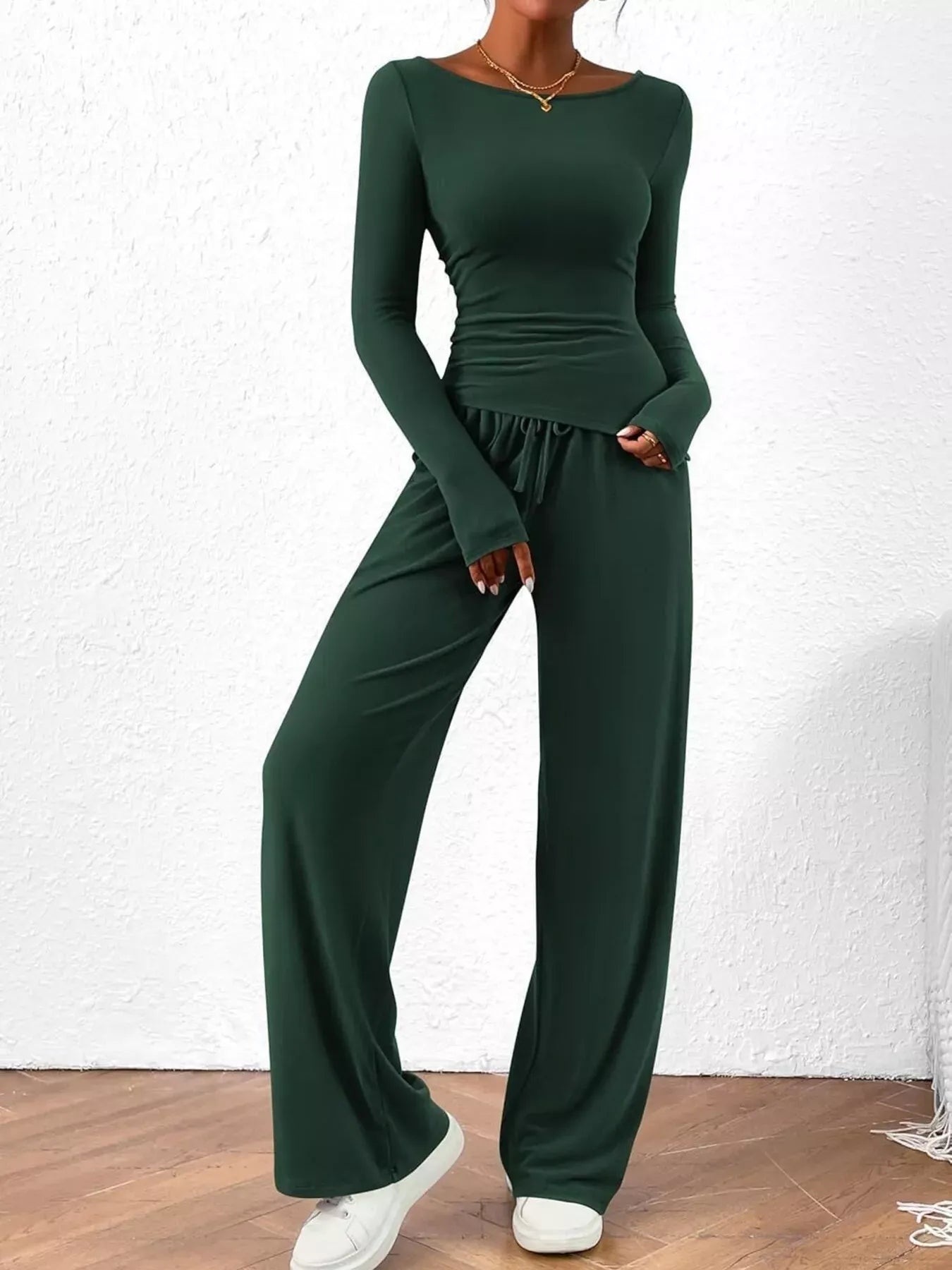 Women’s Long Sleeve Top & Wide Leg Pants Set Women's Sets The Nichole Collection
