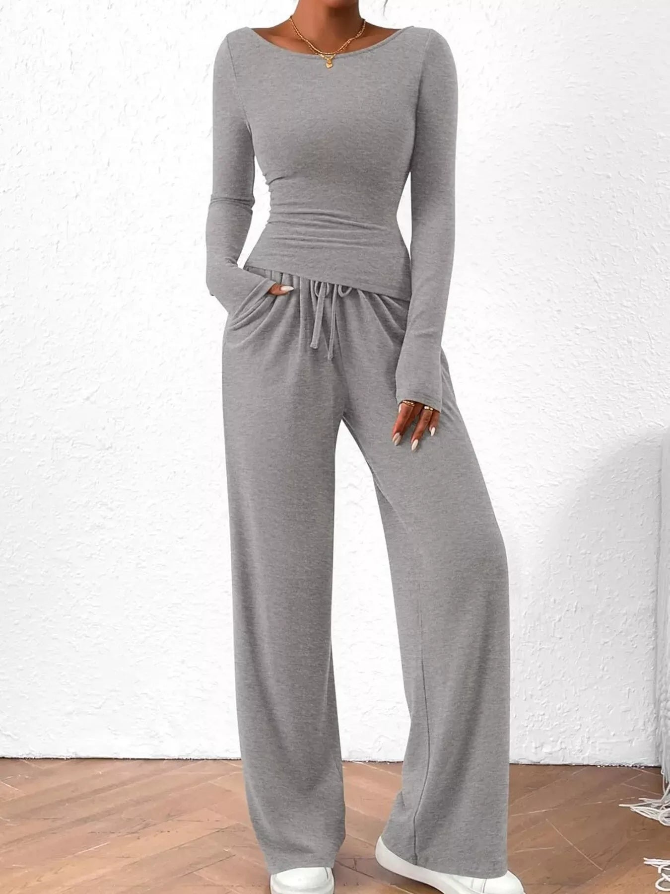 Women’s Long Sleeve Top & Wide Leg Pants Set Women's Sets The Nichole Collection