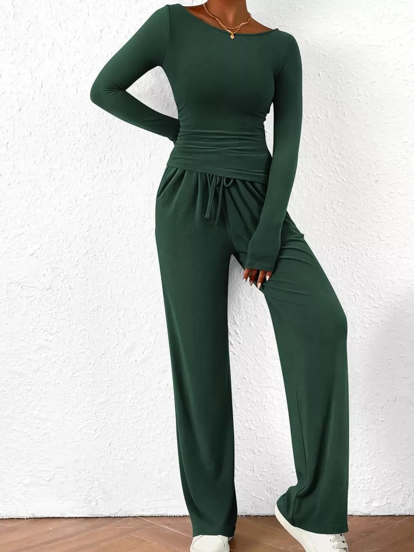 Women’s Long Sleeve Top & Wide Leg Pants Set Women's Sets The Nichole Collection