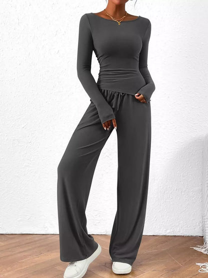 Women’s Long Sleeve Top & Wide Leg Pants Set Women's Sets The Nichole Collection